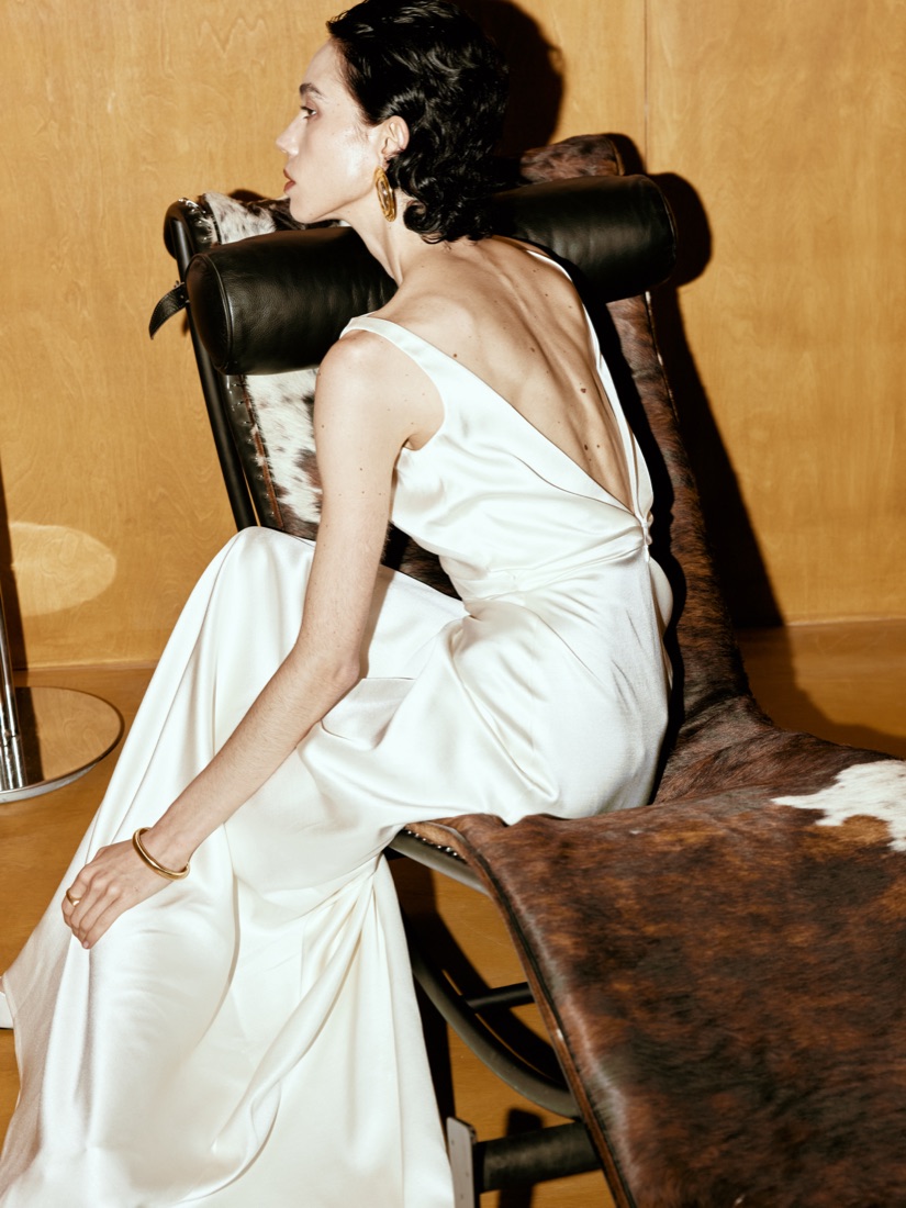 A backless satin gown at Lichée Bridal, Bay Area — detail 2 of 6