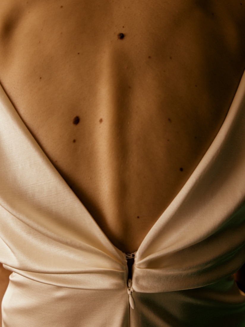 A backless satin gown at Lichée Bridal, Bay Area — detail 6 of 6