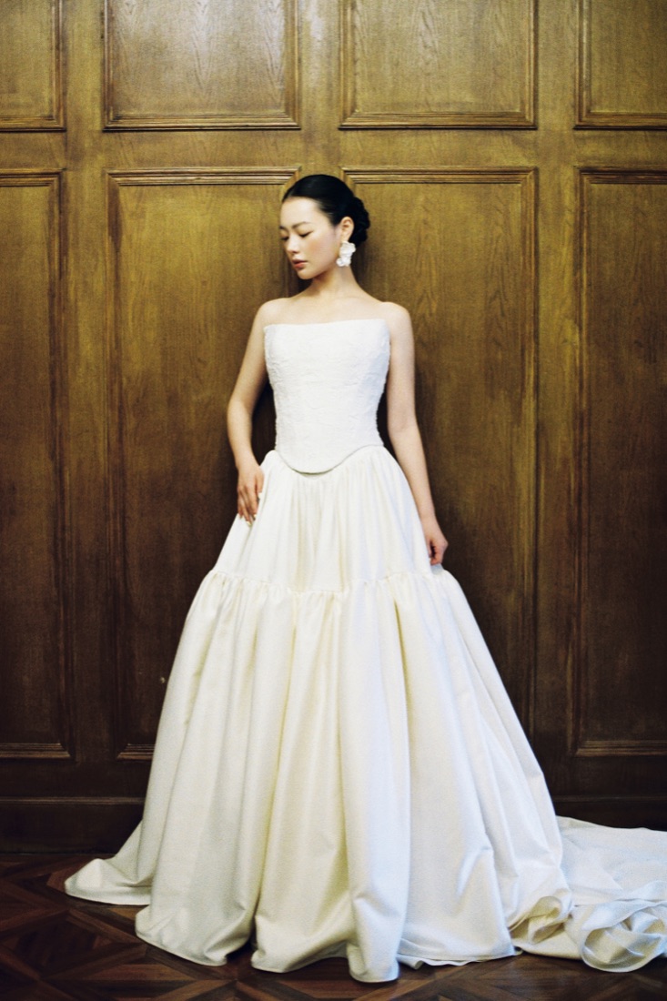 A classic satin gown at Lichée Bridal, Bay Area — detail 3 of 6