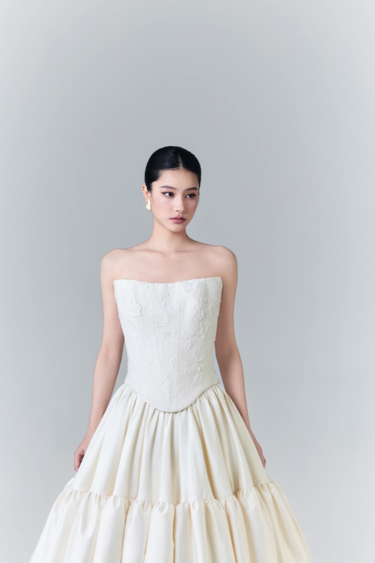 A classic satin gown at Lichée Bridal, Bay Area — detail 4 of 6