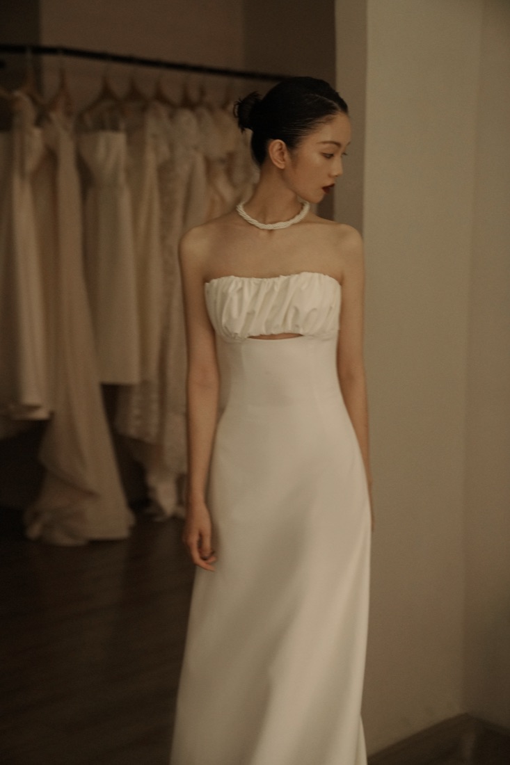 The Midnight in Paris column gown at Lichée Bridal, Bay Area — detail 4 of 6