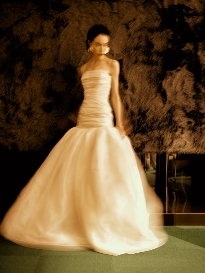A ruched satin gown at Lichée Bridal, Bay Area — detail 6 of 6