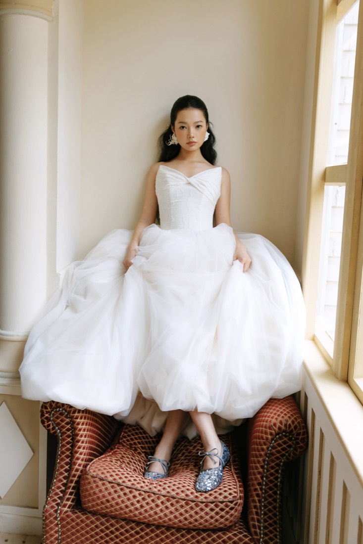 A soft tulle gown at Lichée Bridal, Bay Area